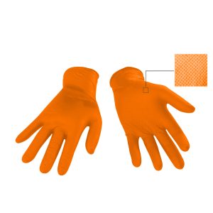 Wipeco Textured Nitrile 8 mil Orange Disposable Glove - Image 2
