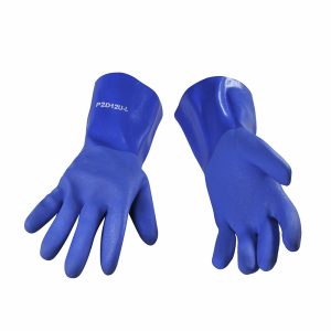 Unlined - pvc double dip blue gauntlet 12" glove